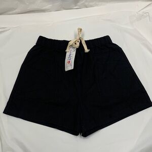 Women’s Yibock Black Linen Blend Drawstring Front Pocketed Short Size Small NWT